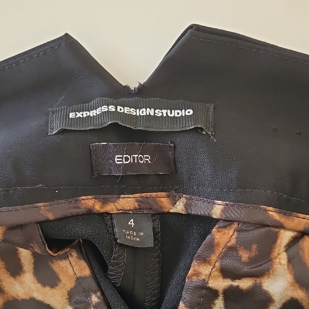 Express Black Tuxedo Editor Dress Pants – Beaded Embroidery Tailored Fit Size 4 - Picture 2 of 7